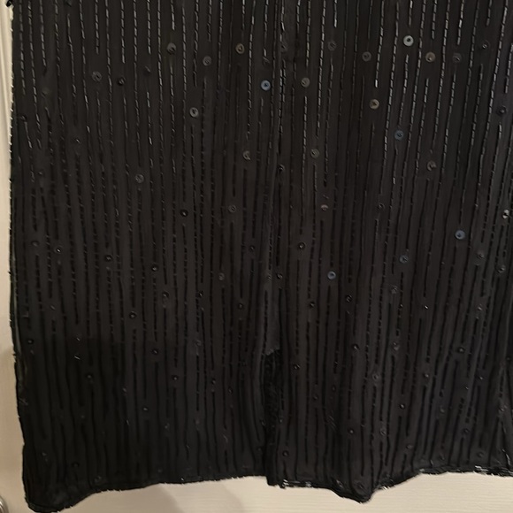 Scala Dress | Scala Heavily Sequin Beaded Sheath Dress Short Sleeve / Size L - Picture 6 of 8
